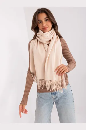 Italy Moda Světle béžová šála se střapcemi -AT-SZ-23185.62P-light beige