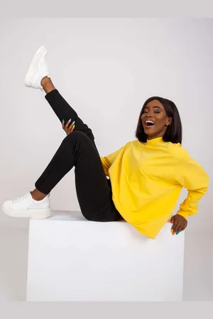 BASIC FEEL GOOD Žlutá mikina Twist se stojáčkem -RV-BL-5185.90P-yellow