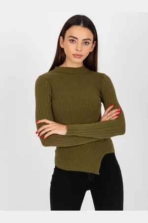 COCO ANGELO Khaki asymetrický svetr -VI-SW-20298.41P-khaki