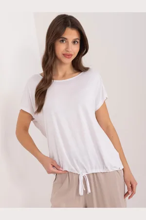 Sublevel Bílé volné triko s kulatým výstřihem D12100R02646A-white