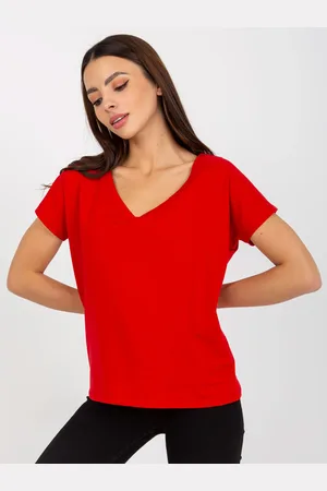 BASIC FEEL GOOD Červené tričko s výstřihem do V B-014.20X-red