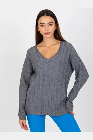 COCO ANGELO Tmavě šedý pruhovaný volný svetr VI-SW-20233.19-dark grey