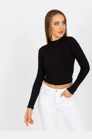 RUE PARIS Černý crop top s holými zády -RV-BZ-7987.49-black