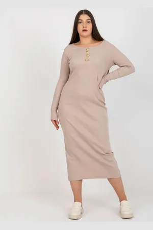 Fancy Béžové přiléhavé maxi šaty FA-SK-0244.96-beige
