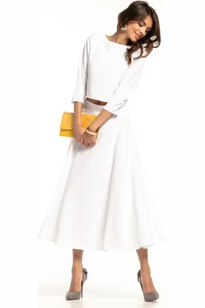 Tessita Bílá elegantní dámská krátká halenka s 3/4 rukávem T286 - white Rozmiar: 3XL