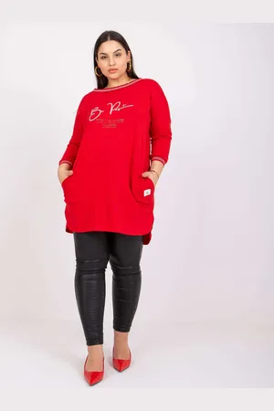RELEVANCE Červená tunika Blanche s nápisem "Be Positive" -RV-TU-7564.57-red