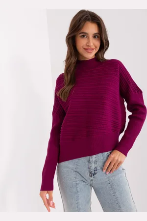 Italy Moda Fuchsiový asymetrický svetr AT-SW-2368.36X-purple
