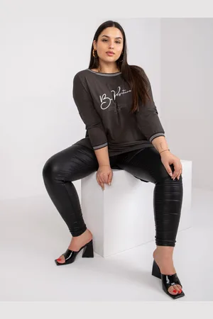 RELEVANCE Khaki tunika Blanche s nápisem "Be Positive" -RV-TU-7564.57-khaki
