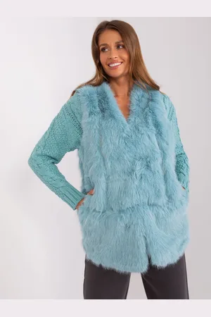 Italy Moda Chlupatá kožíšková vesta AT-KZ-2368.00P-turquoise