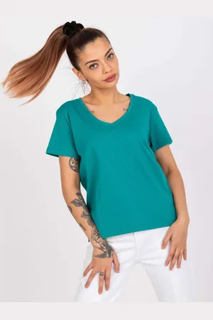Basics from Amsterdam Tyrkysové bavlněné tričko Salina -turquoise