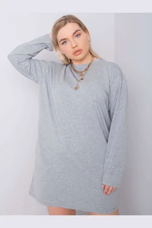 BASIC FEEL GOOD Šedé basic šaty s dlouhým rukávem RV-SK-6321.93-grey