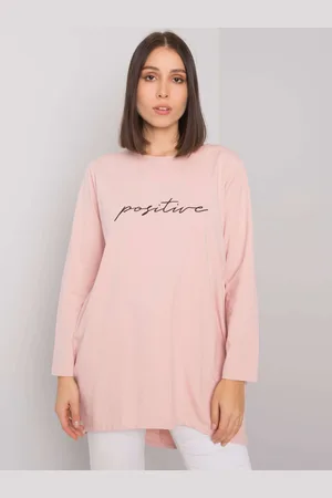 RELEVANCE Světle růžová tunika Kaylah s nápisem "positive" -RV-TU-7254.74P-light pink
