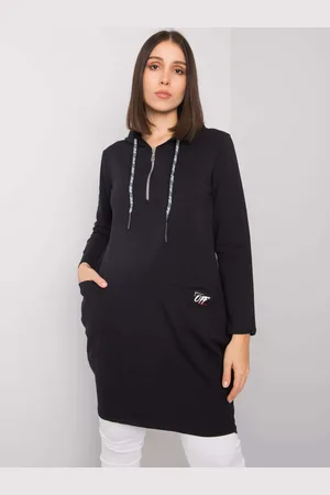 RELEVANCE Černá oversize tunika Kierra s kapucí a zipem RV-TU-7238.36-black