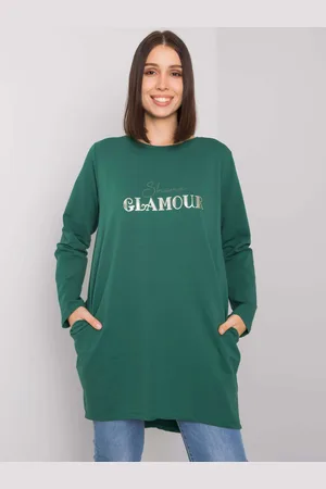 RELEVANCE Zelená volná tunika Alexiah s nápisem "Shine Glamour" RV-TU-7277.76P-green