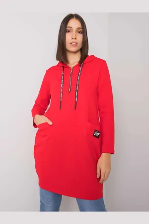RELEVANCE Červená oversize tunika Kierra s kapucí a zipem RV-TU-7238.36-red