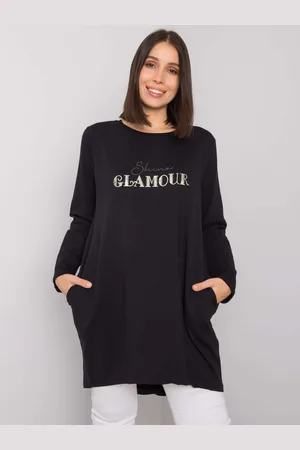 RELEVANCE Černá volná tunika Alexiah s nápisem "Shine Glamour" RV-TU-7277.76P-black