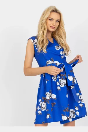 Basics from Amsterdam Modré šaty s květinami -LK-SK-508939.21-cobalt