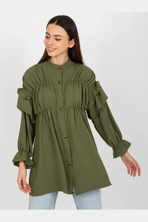 Basics from Amsterdam Khaki volánová boho košile -TW-KS-BI-2021745.13X-khaki