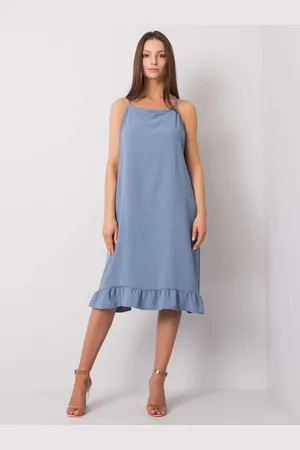 Fancy Modré dámské volné midi šaty