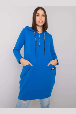 RELEVANCE Modrá oversize tunika Kierra s kapucí a zipem RV-TU-7238.36-blue