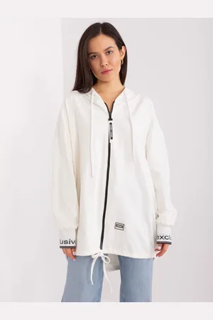 RELEVANCE Smetanová asymetrická mikina na zip -RV-BL-9096.43P-ecru