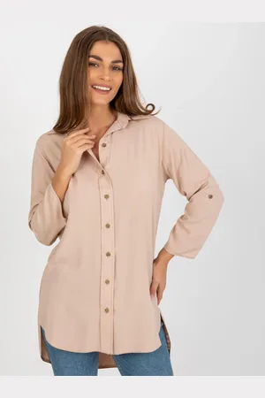 Basics from Amsterdam Béžová dámská prodloužená košile LK-KS-509317.84P-beige