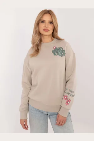 Sublevel Béžová dámská teplá mikina s potiskem D10600T02568G-beige