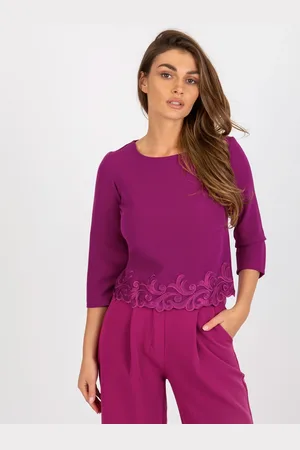 Basics from Amsterdam Fuchsiová elegantní krátká halenka s 3/4 rukávem LK-BZ-505970.33P-fuchsia