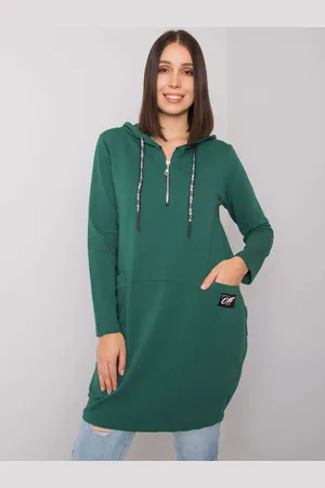 RELEVANCE Zelená oversize tunika Kierra s kapucí a zipem RV-TU-7238.36-green