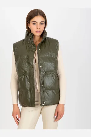 Basics from Amsterdam Khaki koženková vesta -AI-KZ-MC364.94-khaki