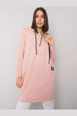 RELEVANCE Světle růžová oversize tunika Kierra s kapucí a zipem RV-TU-7238.36-light pink