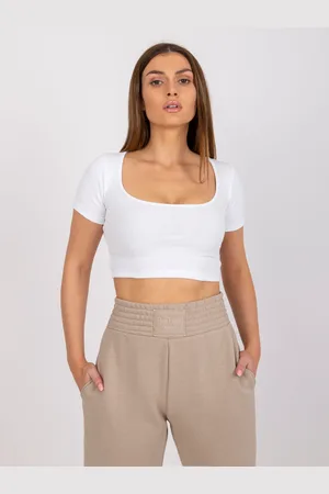 RUE PARIS Bílý crop top Montreal RV-TS-7537.52-white
