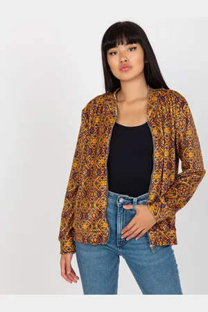 RUE PARIS Tmavě žlutá vzorovaná bomber mikina RV-BL-8185.86-dark yellow