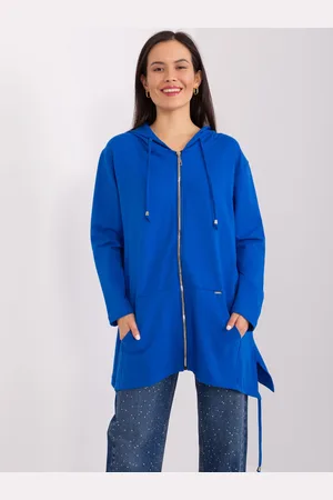 RELEVANCE Modrá delší mikina na zip s kapucí -RV-BL-9022.72P-blue