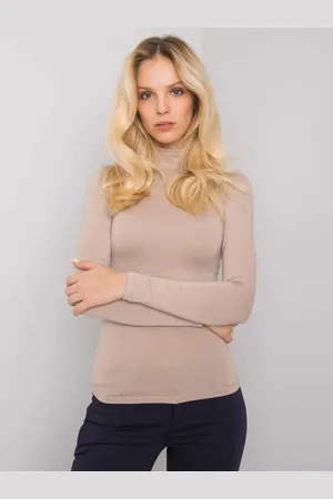 RUE PARIS Béžové tričko se stojáčkem RV-BZ-5210.19-beige
