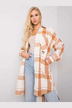 Basics from Amsterdam Oranžovo-bílá prodloužená košile s károváním EM-KS-604.67P