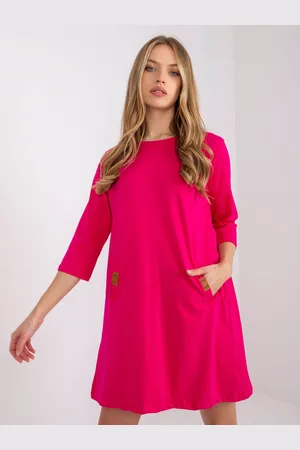 RELEVANCE Fuchsiové volné mini šaty Dalenne s kapsami RV-SK-6274.36P-fuchsia pink