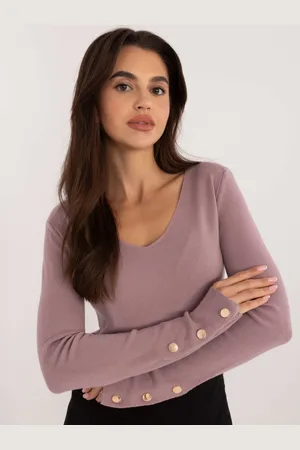 Italy Moda Růžový dámský klasický svetr s výstřihem do V -AT-SW-2334.49-pink