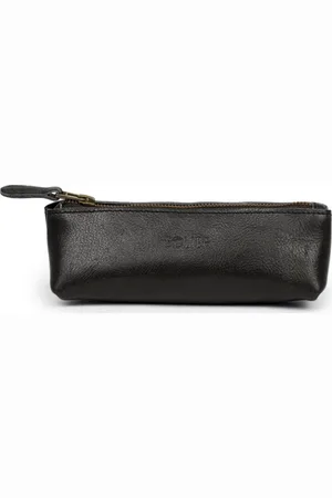 Solier Elegantní černé kožené pouzdro na tužky SA51 BLACK GENUINE