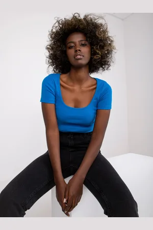 RUE PARIS Modrý crop top Montreal RV-TS-7537.52-blue