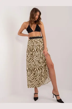 Sublevel Béžová vzorovaná maxi sukně s rozparkem -- -khaki