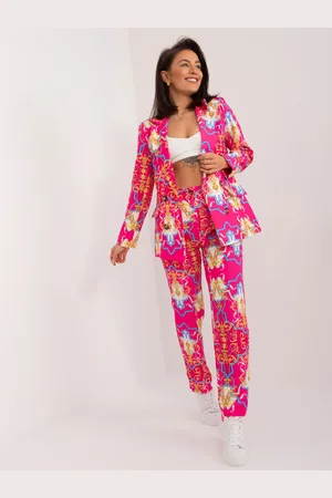 Italy Moda Tmavě růžový vzorovaný komplet saka a kalhot -DHJ-KMPL-17131.32X-dark pink