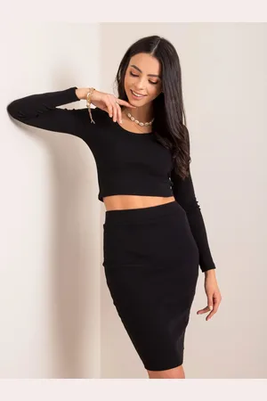 RUE PARIS Černá dámská sukně úpletová RV-SD-4271.29P-black