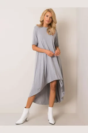 RUE PARIS Šedé asymetrické šaty RV-SK-R4889.09-grey