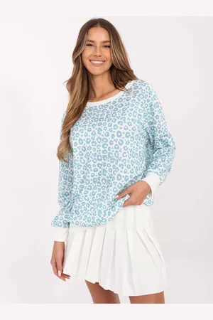 Italy Moda Bílo-modrá dámská oversize halenka s leopardím vzorem MI-BZ-M742.86-white-mint