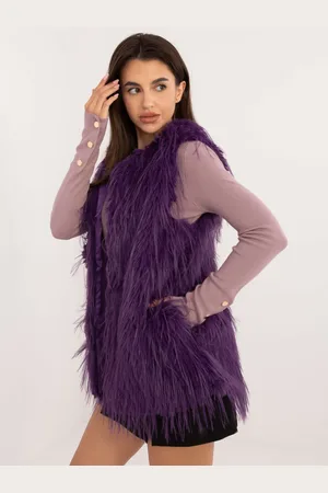 Italy Moda Fialová dámská kožešinová vesta s kapsami AT-KZ-2349-1.50-violet