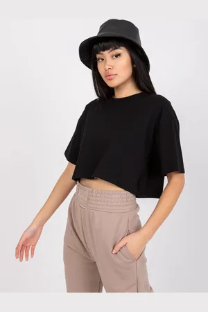 BASIC FEEL GOOD Černé tričko Viola v "crop" střihu RV-TS-7541.06-black