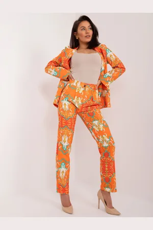 Italy Moda Oranžový vzorovaný komplet saka a kalhot -DHJ-KMPL-17131.32X-orange