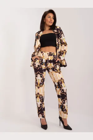 Italy Moda Černý vzorovaný komplet saka a kalhot -DHJ-KMPL-17131.32X-black