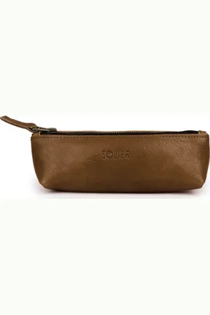 Solier Elegantní hnědé kožené pouzdro na tužky SA51 VINTAGE BROWN GENUINE